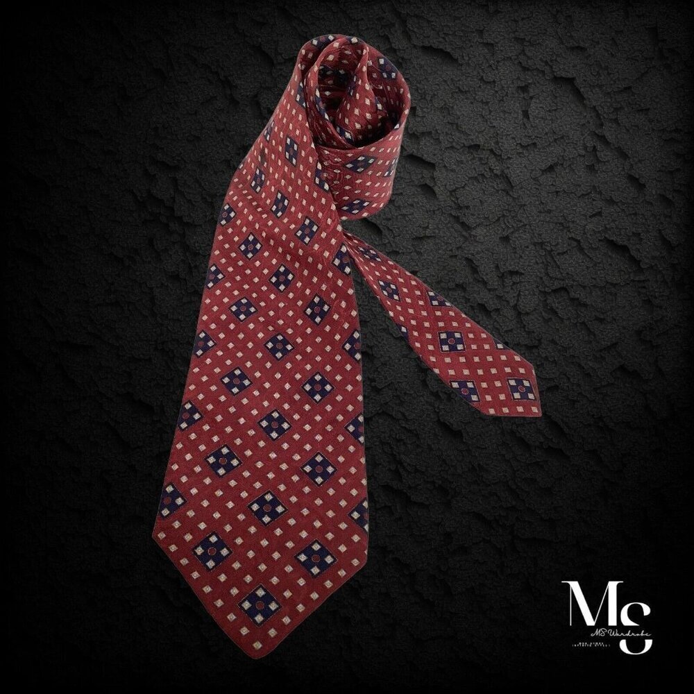 STEFANO RICCI XL Burgundy Geometric With 3D Paisley Silk Tie Italy W: 4" EX COND